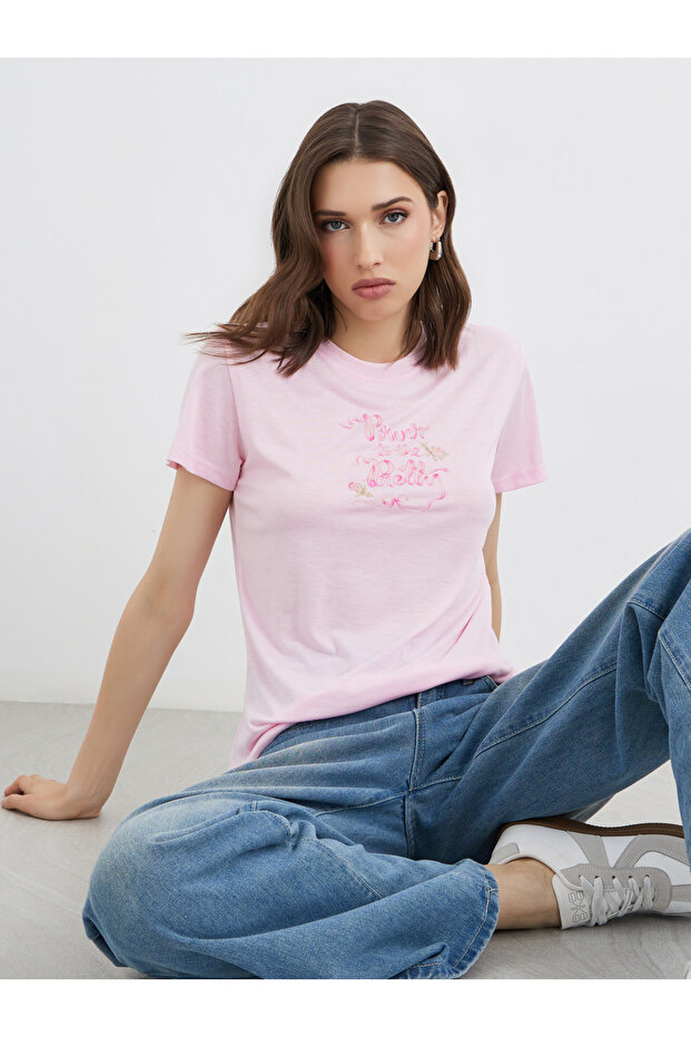 Slogan Print Regular Fit T-Shirt