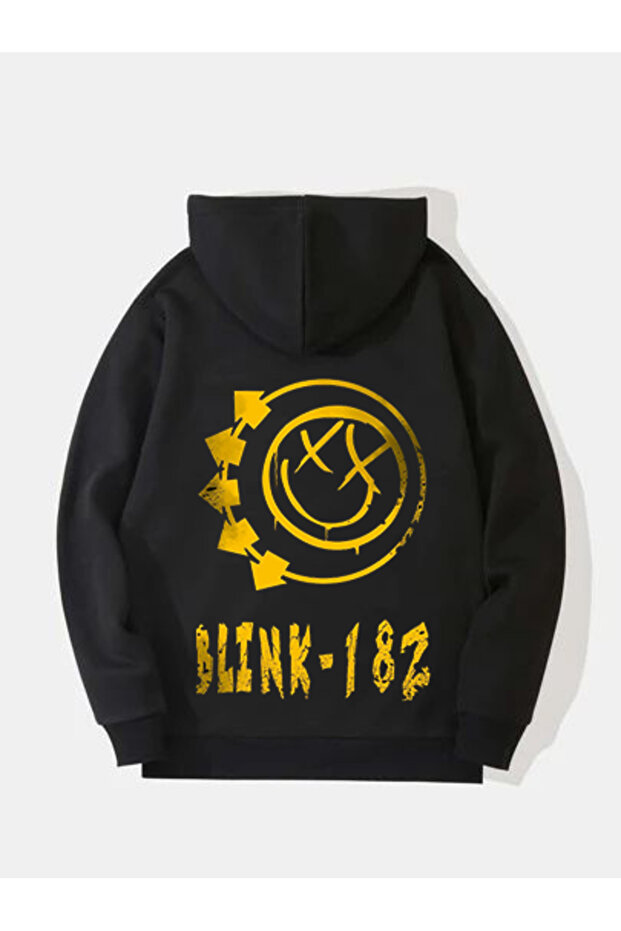 Blink Printed Cotton Long Sleeve Ribbed 3-Ply Hooded Rock Sweatshirt