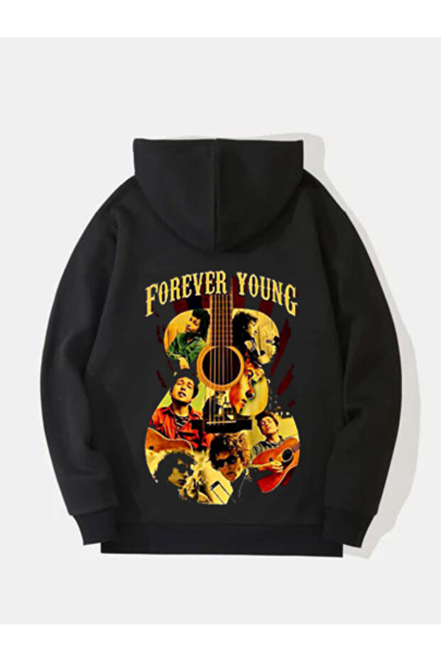 Bob Dylan Printed Cotton Long Sleeve Ribbed 3-Ply Hooded Rock Sweatshirt