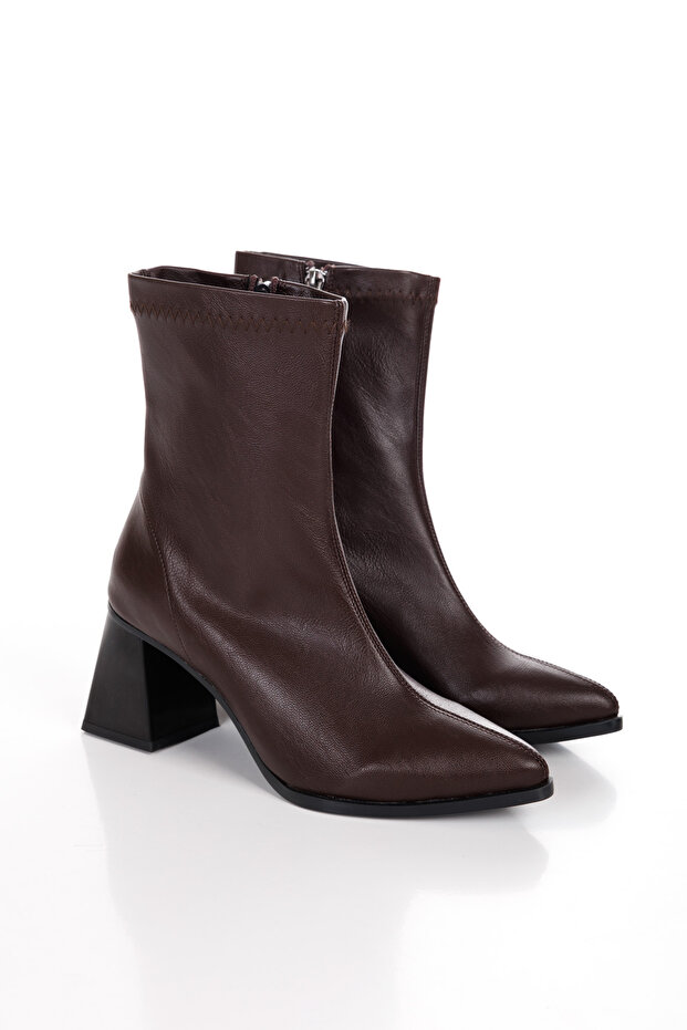 Kadın 7 cm Kalın Topuklu Streç Bot - 4