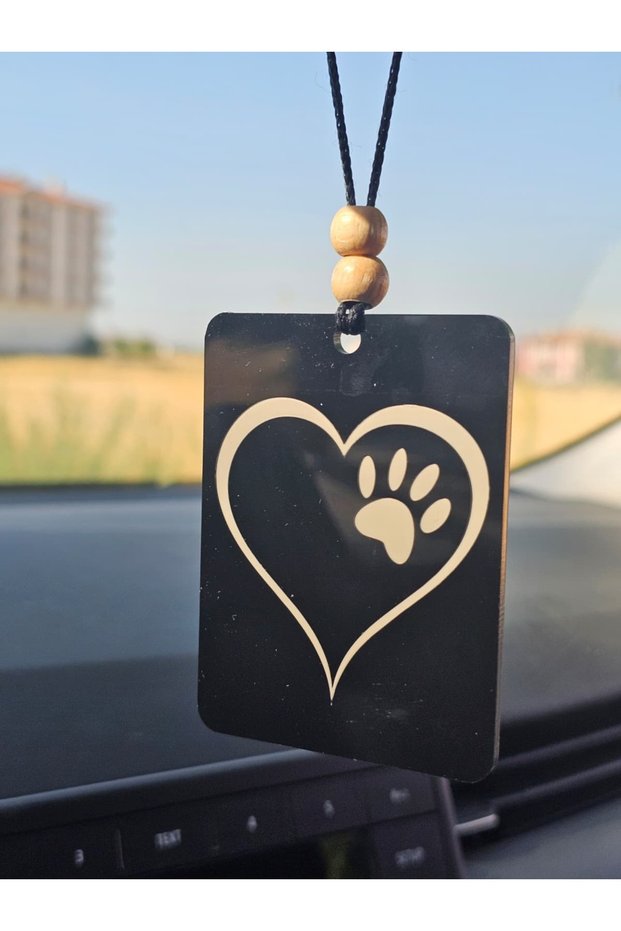 Plastic Heart and Paw Friendly Car Interior Rearview Mirror Ornament Gift Auto Accessory
