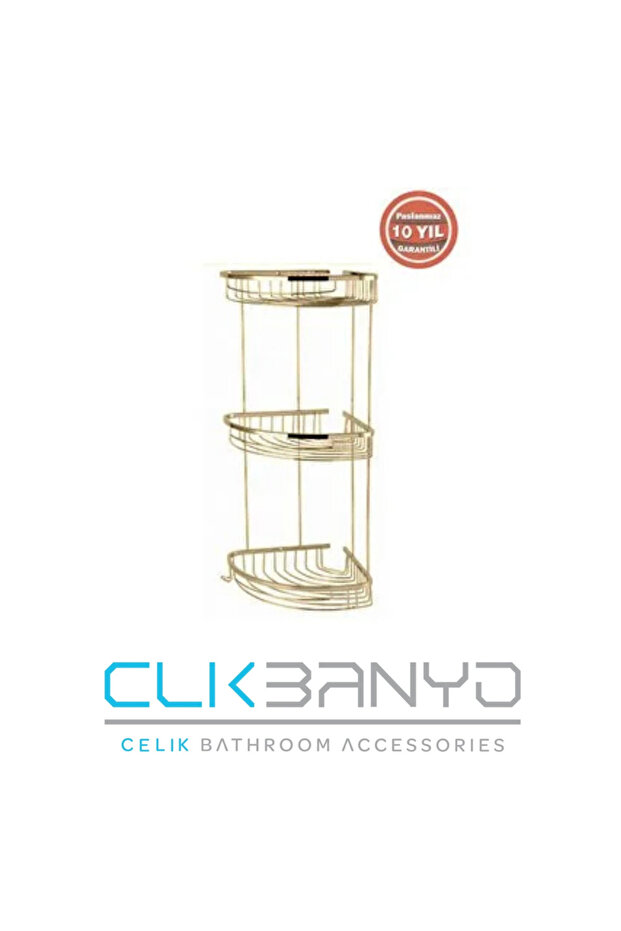 Destina Triple 19*19 Bathroom Shampoo Dispenser/Angle Holder/Sponge Holder Stainless Steel Gold Yellow