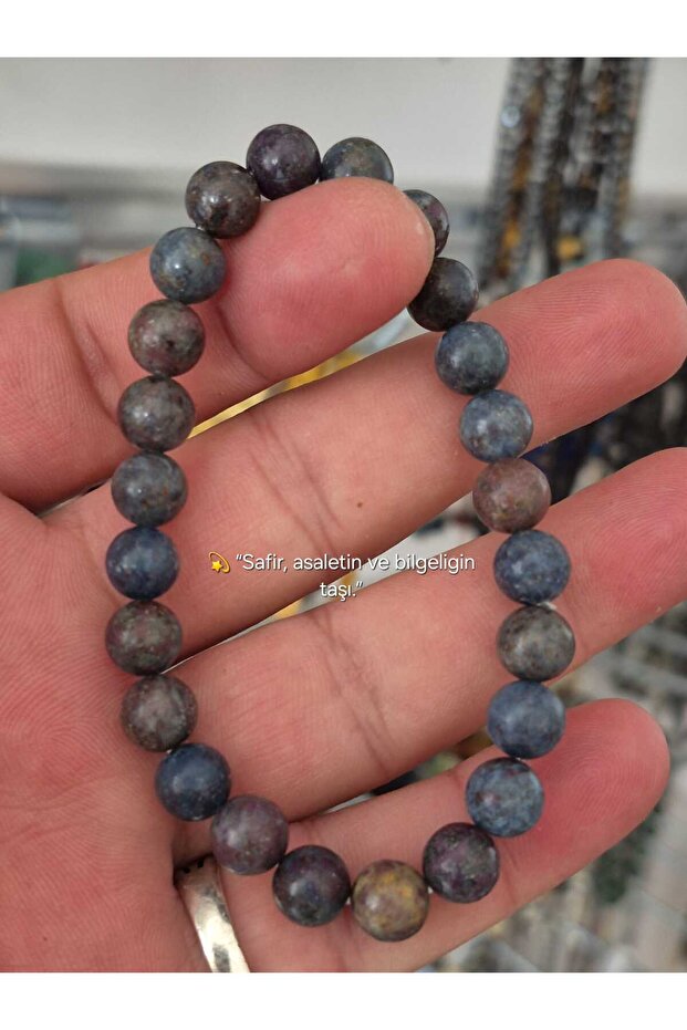 Sapphire 8 mm Natural Gemstone Bracelet | Güleç Natural Stone”