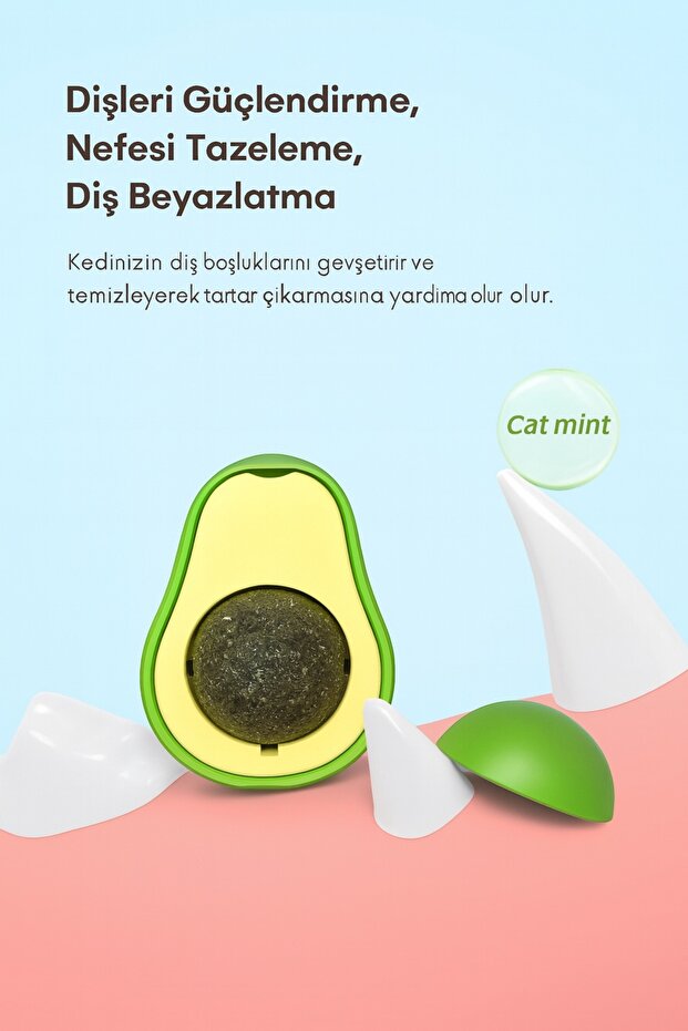 Cute Adhesive Cat Grass Avocado Catnip 360 Degree Rotating Catnip Toy Play Ball 1Pc - 7