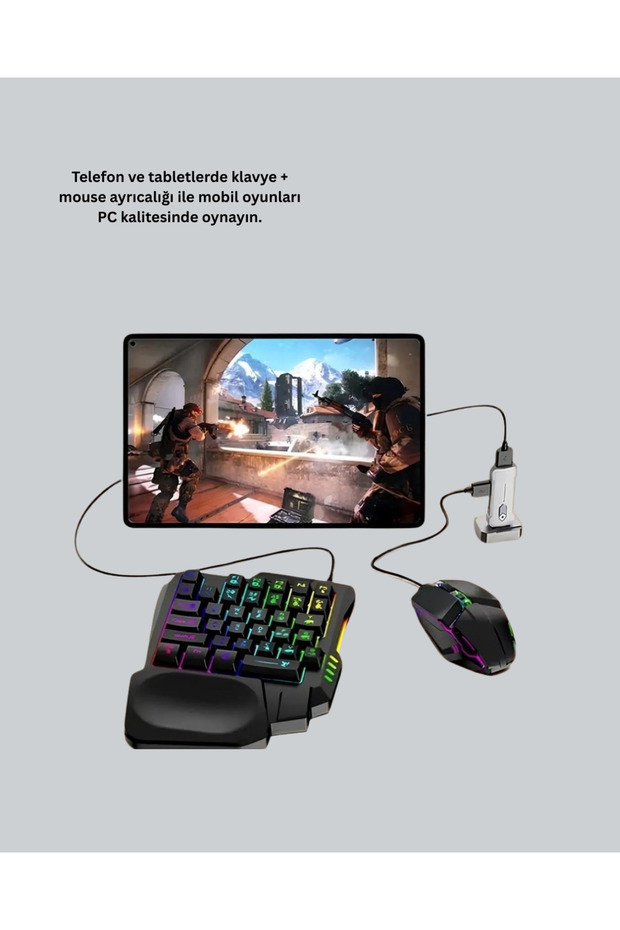5’i 1 Arada Mobil Oyun Seti Klavye Mouse Dönüştürücü iOS & Android - 5