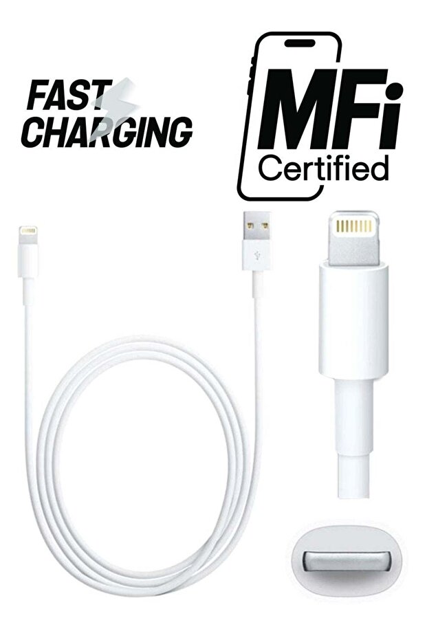 USB To Lightning Data Sync Charging Cable White - 1