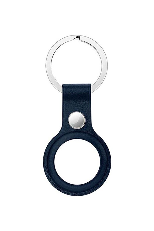 حلقة جلدية لجهاز AirTag باللون الأزرق الداكن - 1