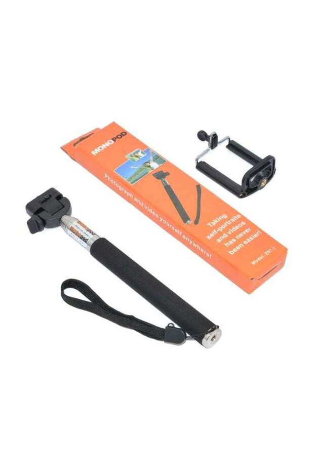 عصا سيلفي قابلة للتوسيع باللون الأسود/الفضي - 1