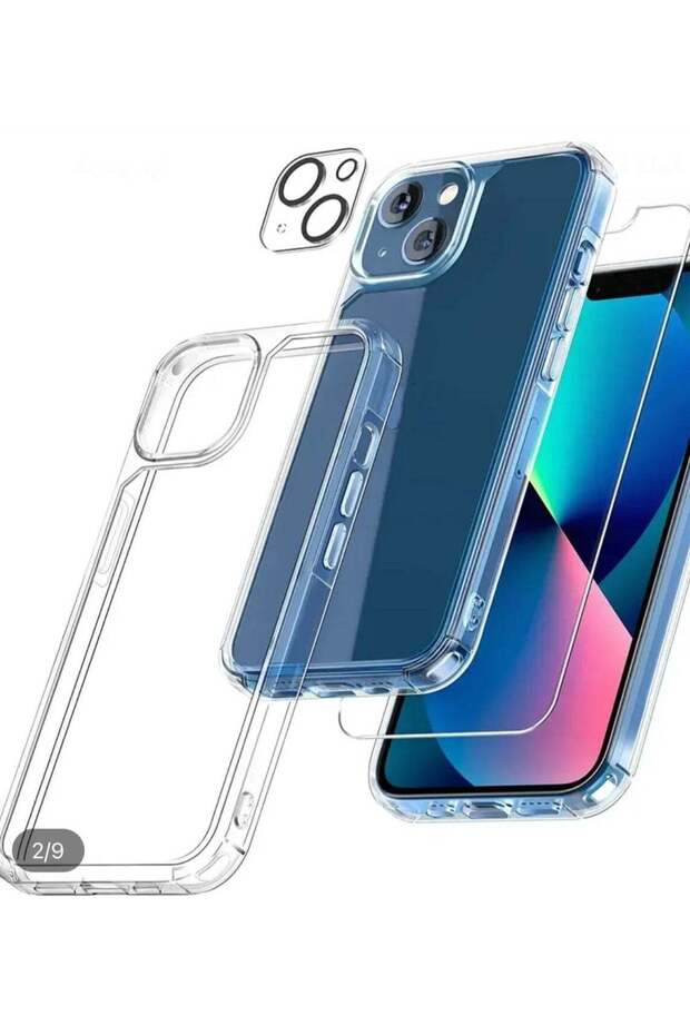 جراب حماية Tech21 مع ملصق شاشة زجاجي شفاف وحماية صلبة للكاميرا لهاتف iPhone 1