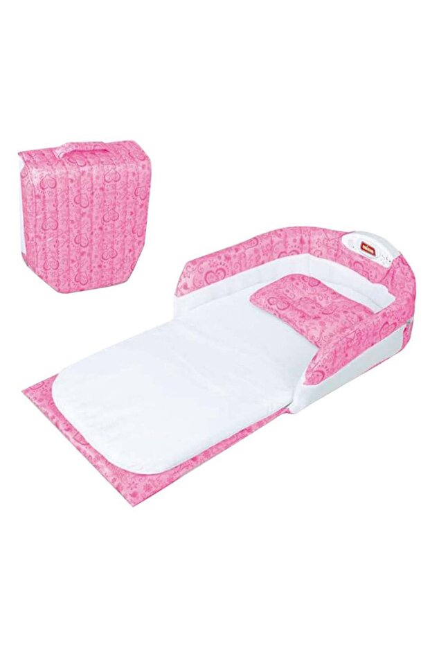 سرير منفصل محمول - وردي/أبيض - 1