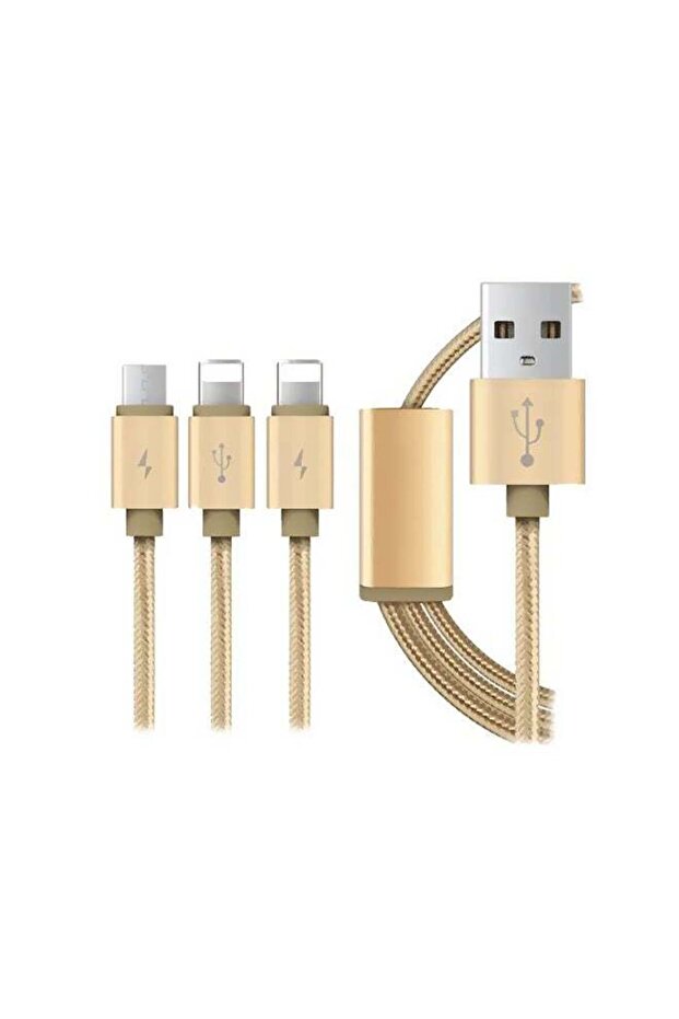 Multi Port Data Sync Charging Cable Gold - 1