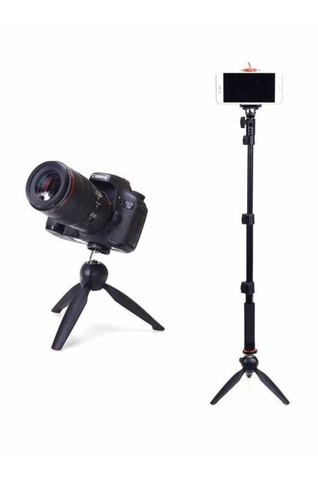Selfie Stick With Tripod And Remote Camera Shutter Function Via Bluetooth Black - 1