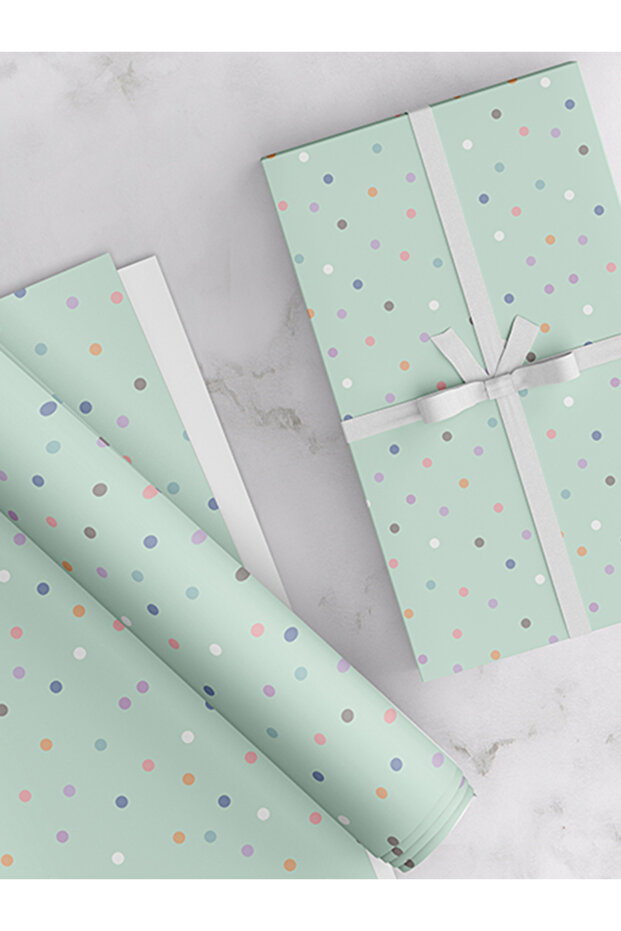 Dots, Mint Green, Gift Wrapping Paper Pack