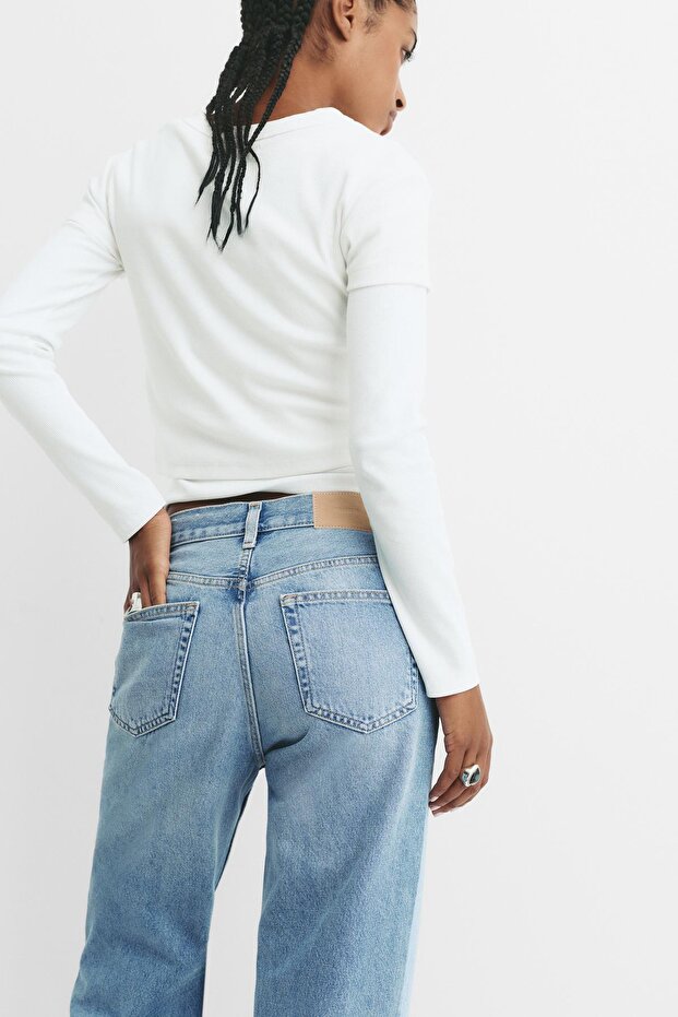 Çapraz belli düz kesim jean - 5