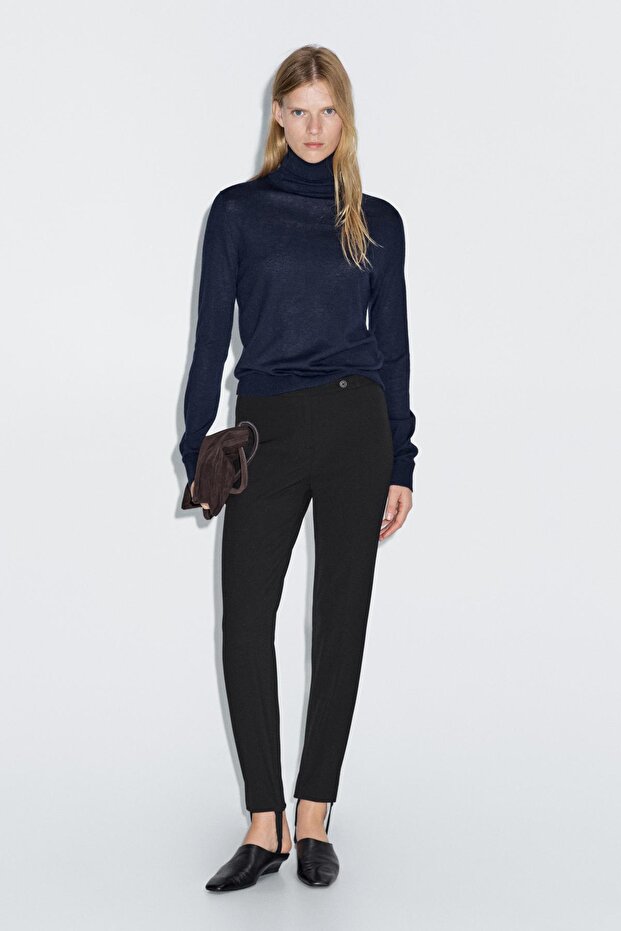 Elastik paçalı %100 pamuklu pantolon - 1