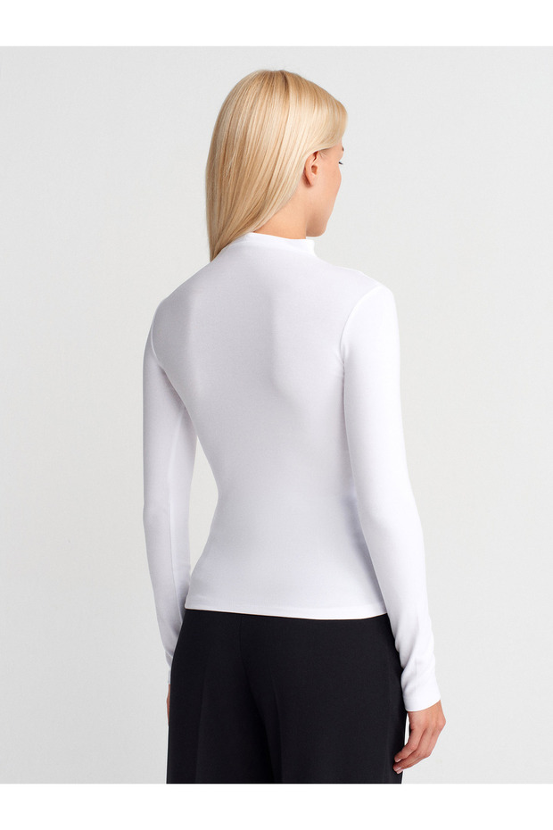 31433 Dik Yaka Top-Beyaz - 2