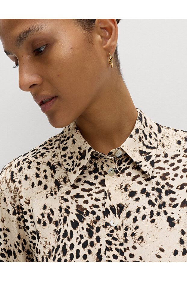 Desenli Düğmeli Regular Gömlek - 3