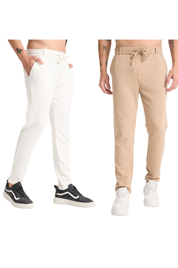 Men's Trousers Elastic Waist Lycra Folded Leg Jogger Style - 1