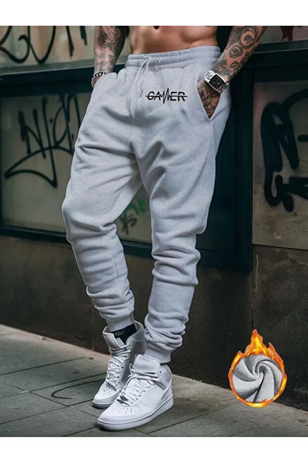 Men's Casual Gamer Printed Red Gray Black Sweatpants Jogger