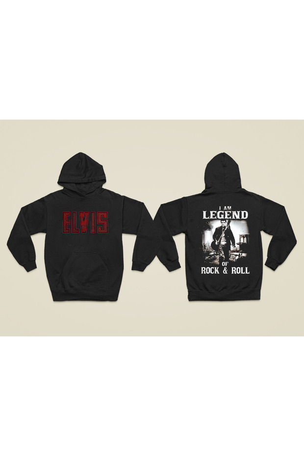 Elvis Presley Printed Cotton Long Sleeve Ribbed 3-Ply Hooded Rock Sweatshirt
