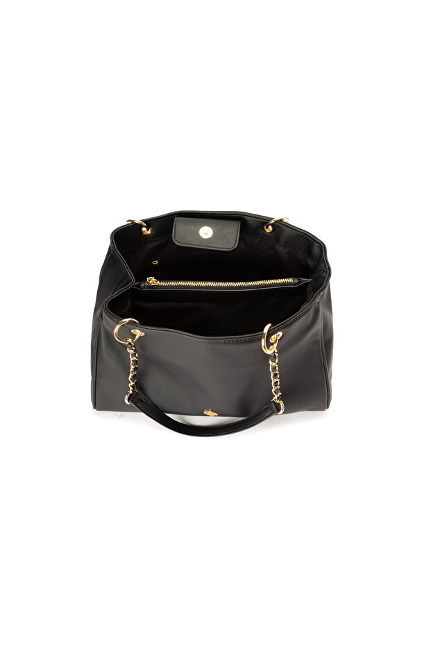 Solid Shoulder Bag with Chain Detail Strap - 4