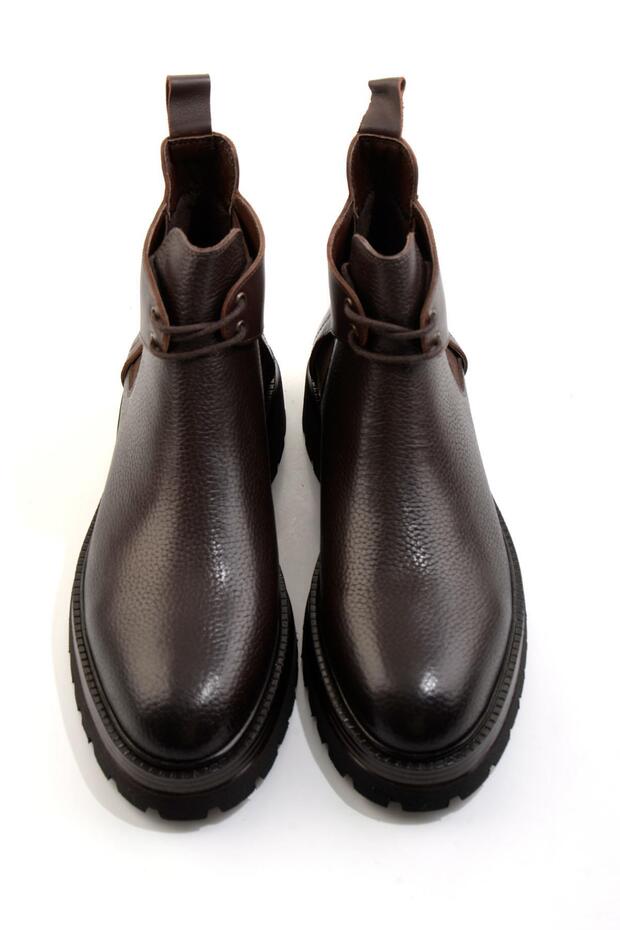 Kahve Hakiki Deri Erkek Bot & Bootie E02304093140 - 4