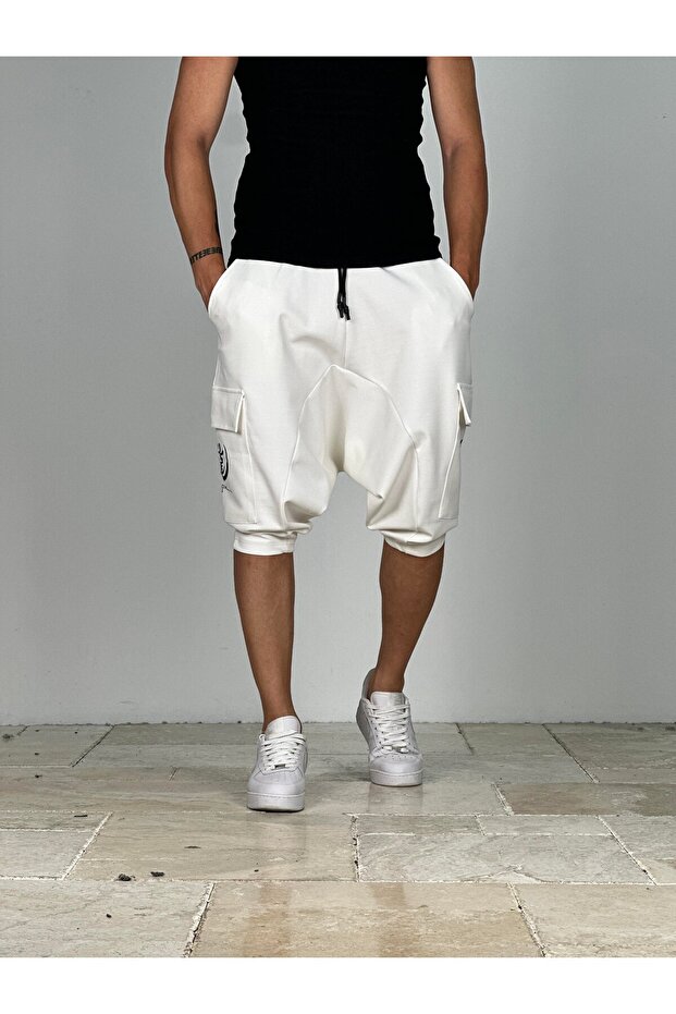 Erkek Ekru Şort Şalvar Premium Kalite - 2