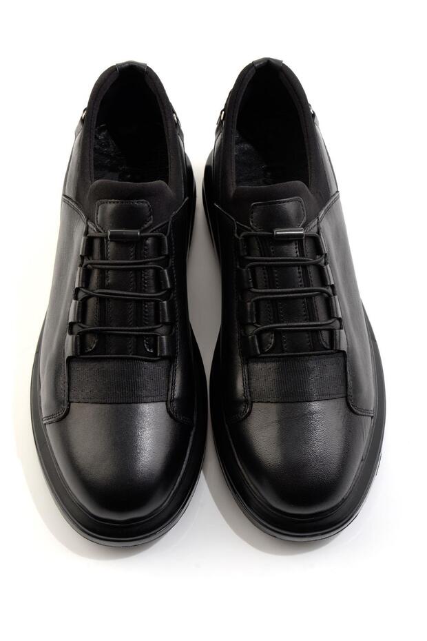 Siyah Hakiki Deri Erkek Sneaker E01811001243 - 4