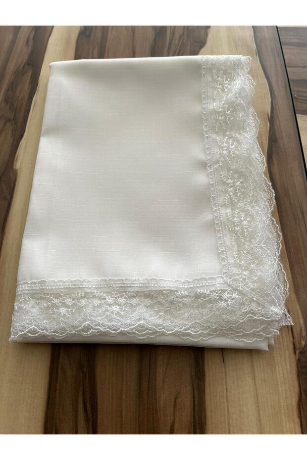 Shantung Fabric Guipure Lace Stain Resistant Carefree Tablecloth