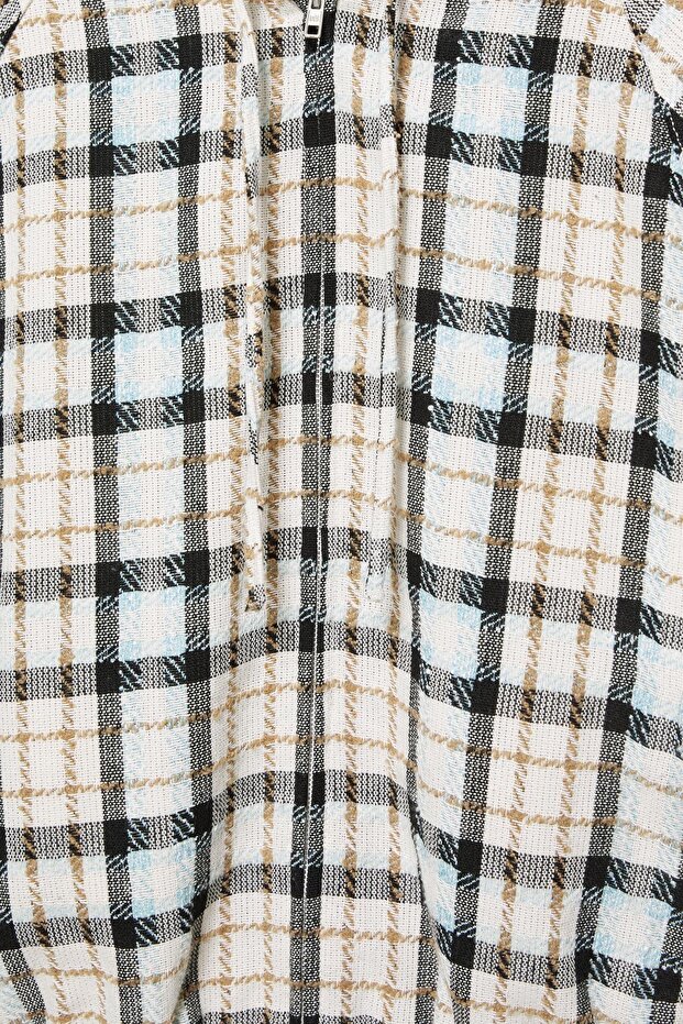 Ekose kapüşonlu ceket - 8