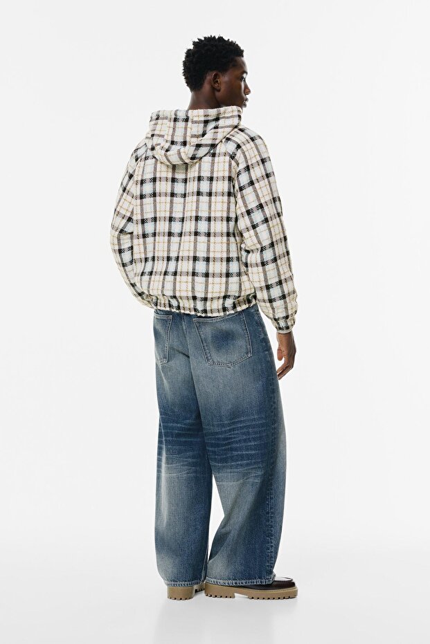 Ekose kapüşonlu ceket - 5