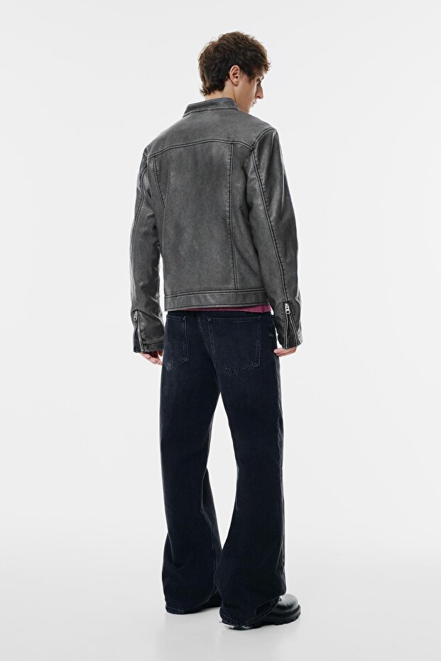 Gri suni deri ceket - 6
