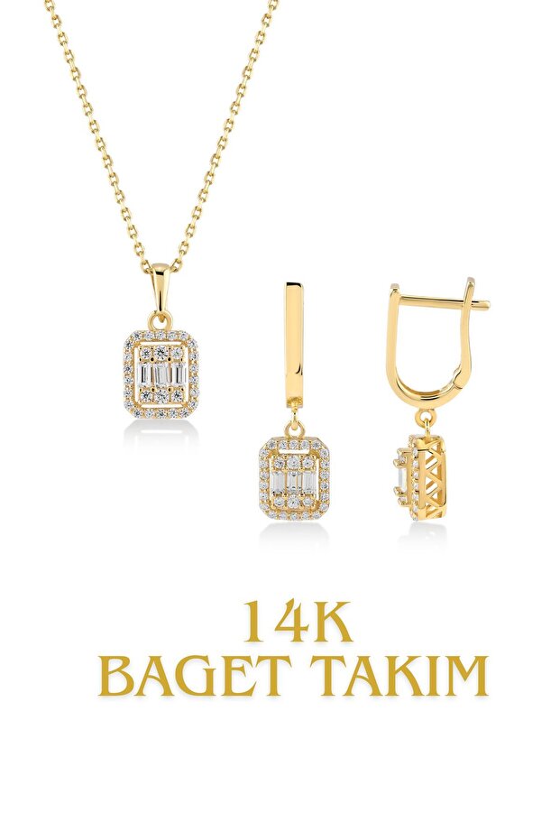 Baget Set 14 Ayar Kolye Küpe - 8