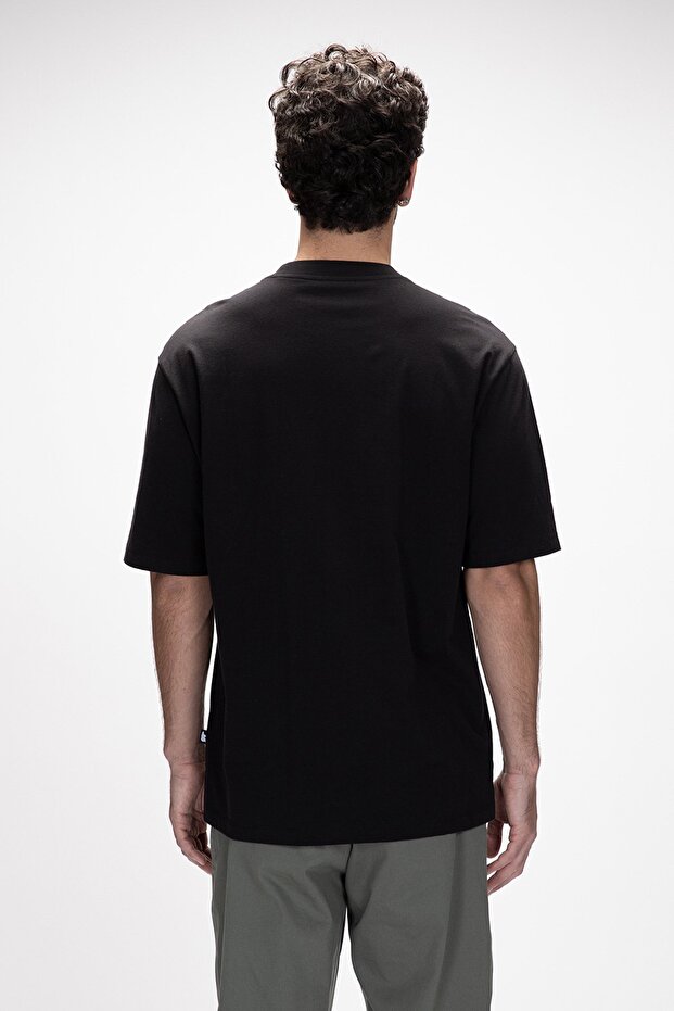 Collage Siyah Basic Erkek T-Shirt - 2