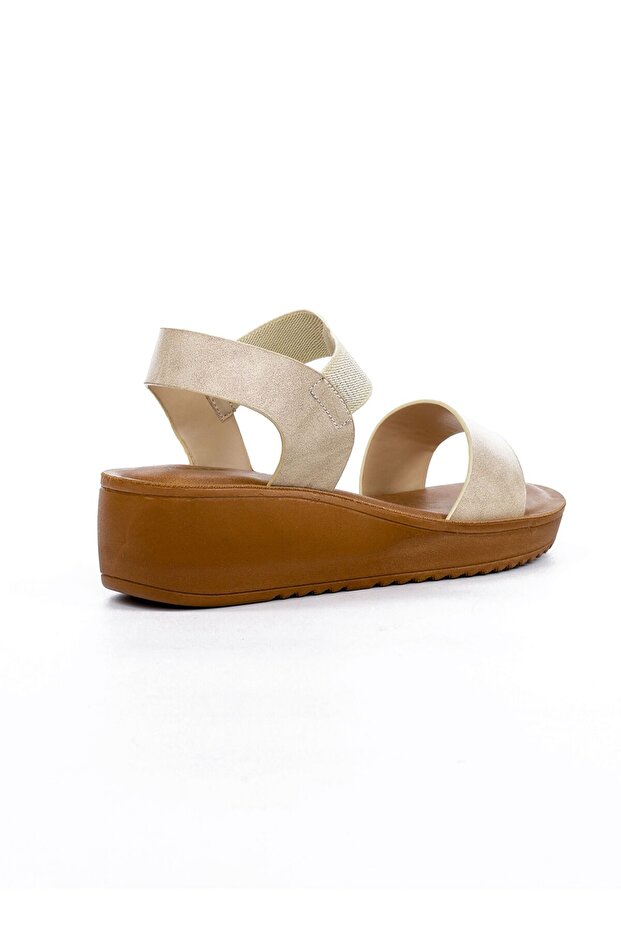 Embellished Elastic Strap Wedge Sandals - 3