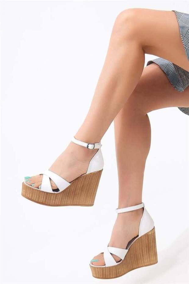 Women's Cross Strap High Heel Wedge Sole Shoes