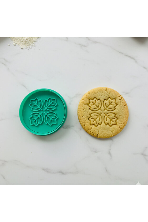 Decorative Leaf Pattern Cookie Mold, Green, Round Shaped, Kitchen, Dough Shaper