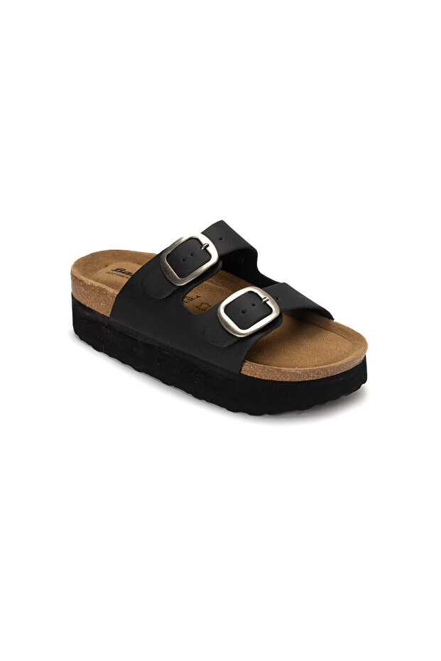 Strap Platform Sandals with Buckle Accent - 2