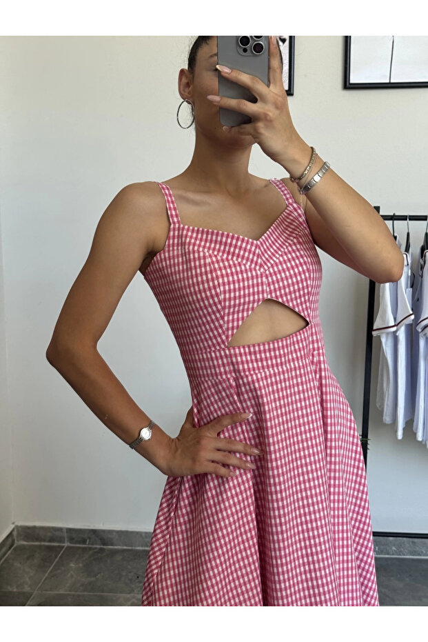 Pembe Pötikareli Elbise - 2