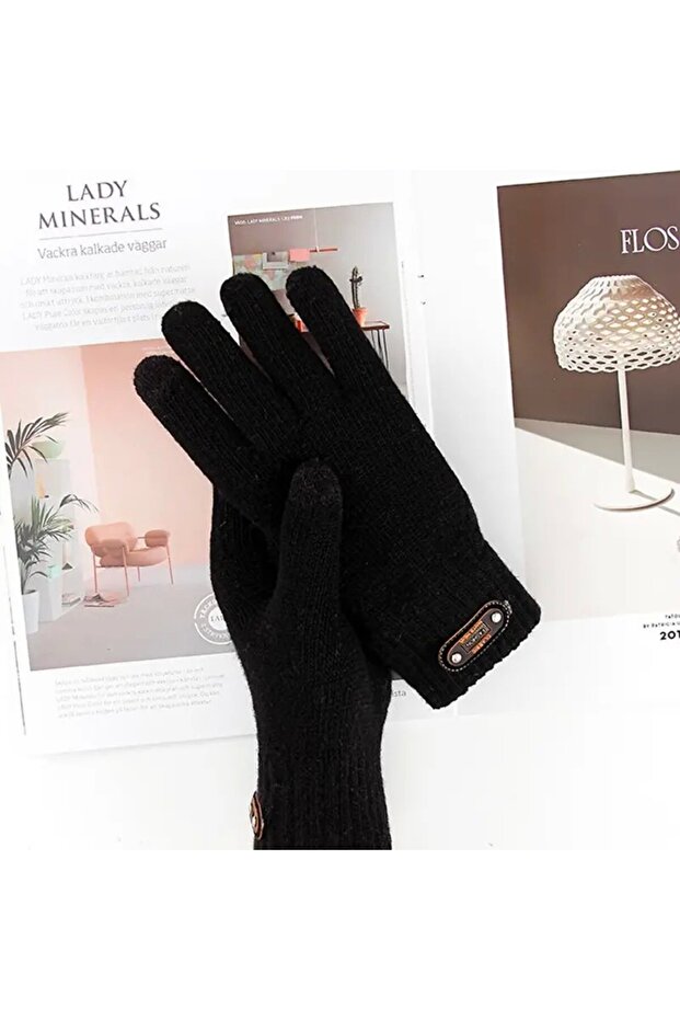 Men's Gloves, Flippy, Knitted Model, Touchscreen Function, Acrylic Material, Elastic Cuff, Soft Inte - 4