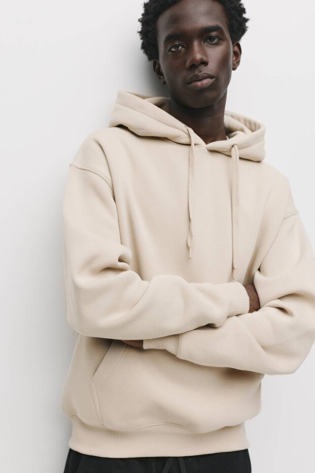 Basic kapüşonlu sweatshirt - 3