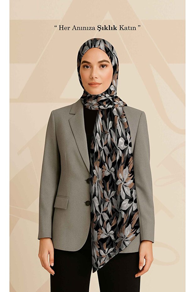 Large Leaf Patterned Shawl | Timeless Elegance and Modern Elegance Collection | Chiffon Fabric