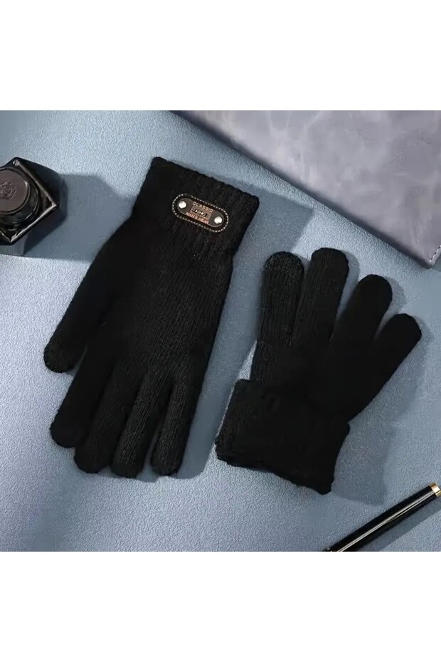Men's Gloves, Flippy, Knitted Model, Touchscreen Function, Acrylic Material, Elastic Cuff, Soft Inte - 2