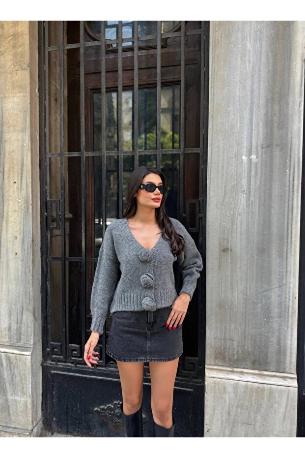 Güllü triko hırka - 4