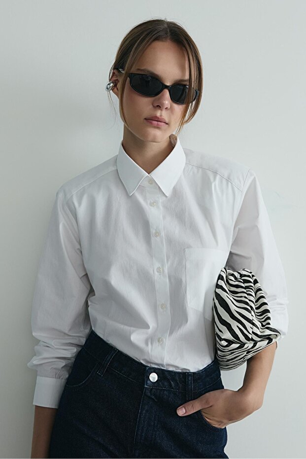 Beyaz Penny Basic Gömlek - 1