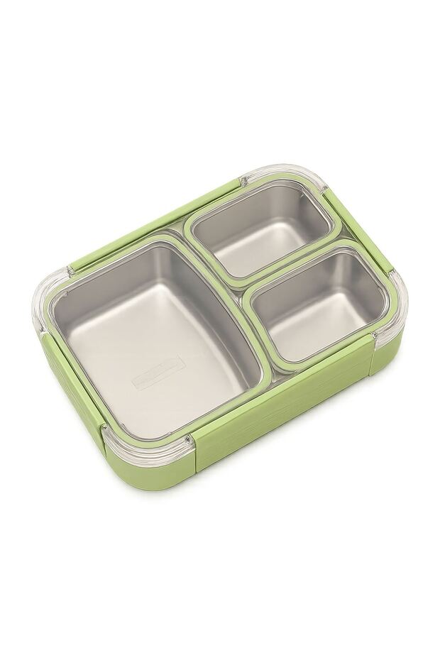304 Steel 780 ml 3 Compartment Student Office Food Container Lunch Box Mt183Ys
