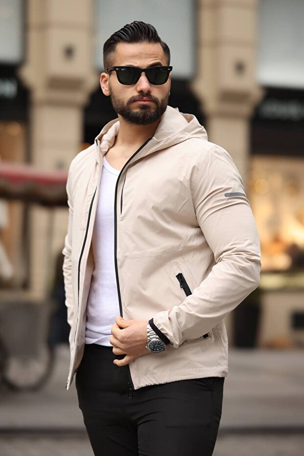 New Season Water and Wind Resistant Flexible Premium Fabric Hooded Seasonal Men's Jacket Coat