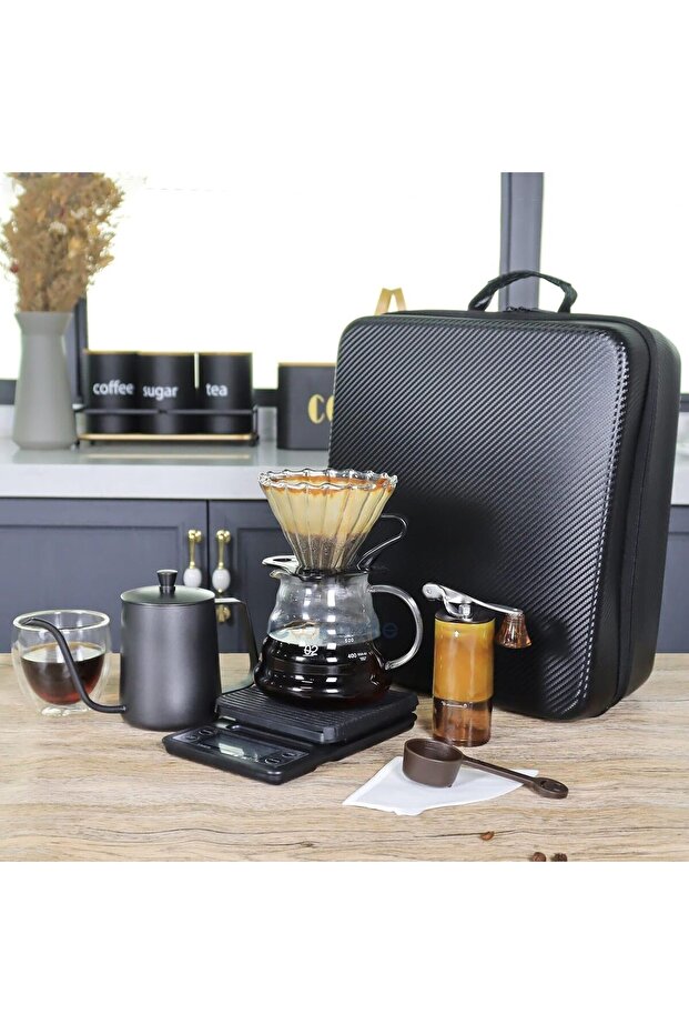Pour Over Coffee Maker Set Coffee Dripper Kit with Kettle, Scale, Grinder, Filter Paper