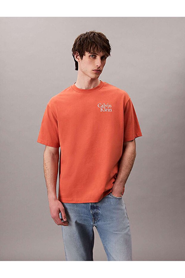 SS 16S CALVIN RESORT SCRIPT GRAP Turuncu Erkek Tişört - 1