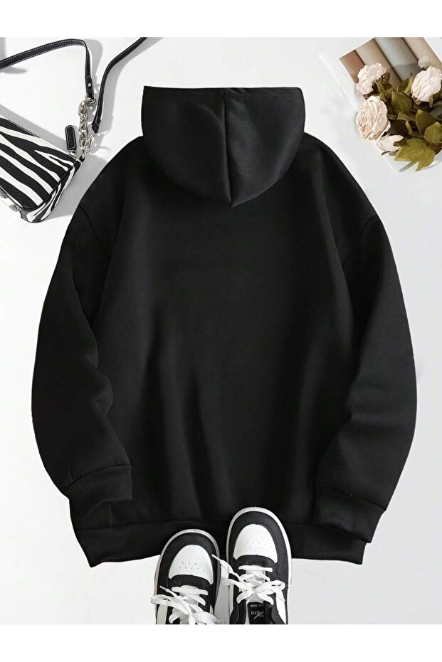 NYC Baskılı Kapüşonlu Oversize Sweatshirt - 2